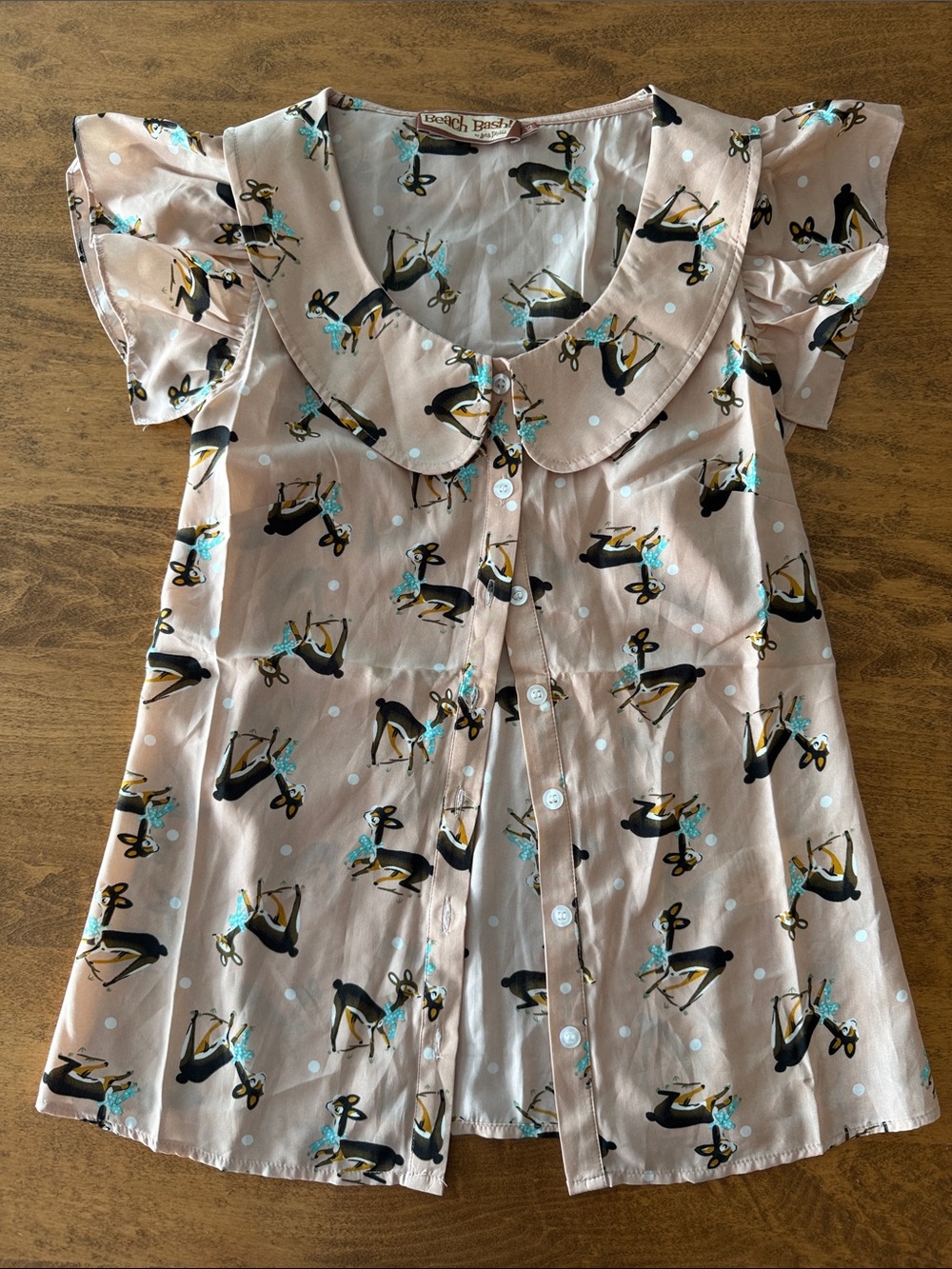 Beach Bash by Art & Tatyana Blouse – Peach Deer Print – XS